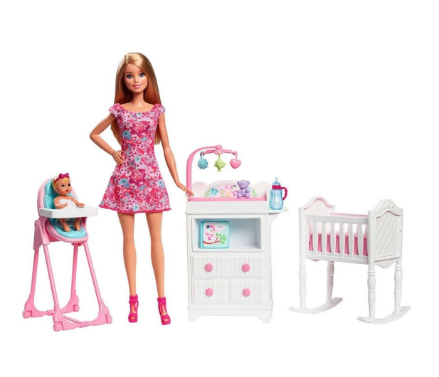 Mattel Barbie Opiekunka z bobasem i mebelkami - 428176 - zdjęcie