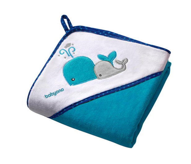 BabyOno Okrycie Kąpielowe Ręcznik +Kapturek 100x100 Błękit - 434828 - zdjęcie