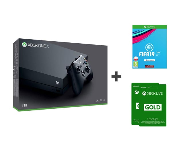 Microsoft Xbox One X 1TB + FIFA 19 + GOLD 6M - 436898 - zdjęcie