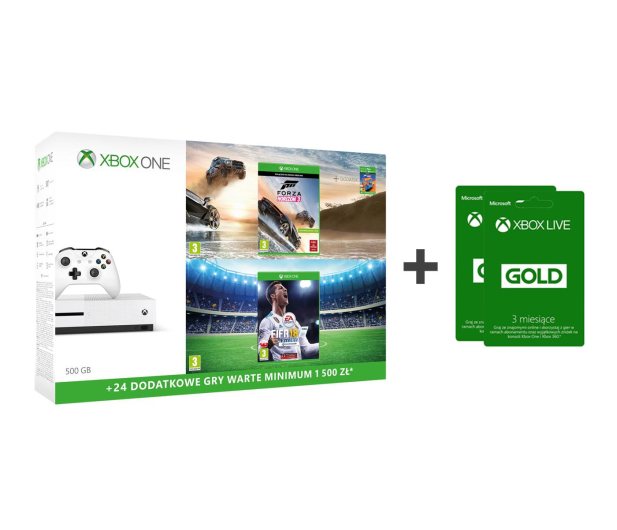 Microsoft Xbox ONE S 500GB+Horizon 3+ FIFA 18+ GOLD 6M - 385646 - zdjęcie