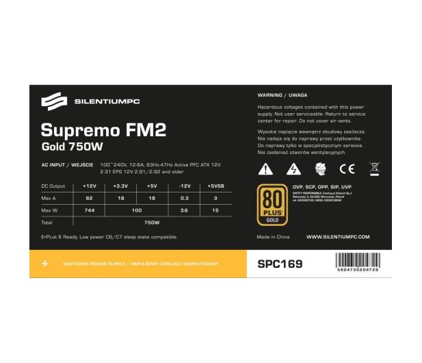 SilentiumPC Supremo FM2 750W 80 Plus Gold - 363849 - zdjęcie 7