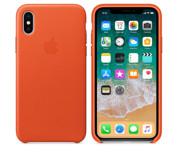Apple Leather Case do iPhone X Bright Orange - 438184 - zdjęcie