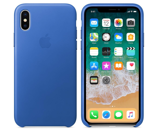 Apple Leather Case do iPhone X Electric Blue - 438188 - zdjęcie