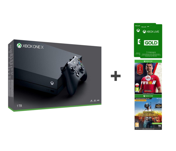 Microsoft Xbox One X 1TB + Fifa 18 + PUBG + GOLD 6M - 442278 - zdjęcie