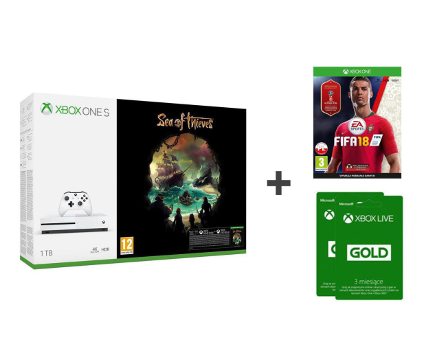 Microsoft Xbox One S 1TB+FIFA18+SoT+GOLD 6M - 438909 - zdjęcie