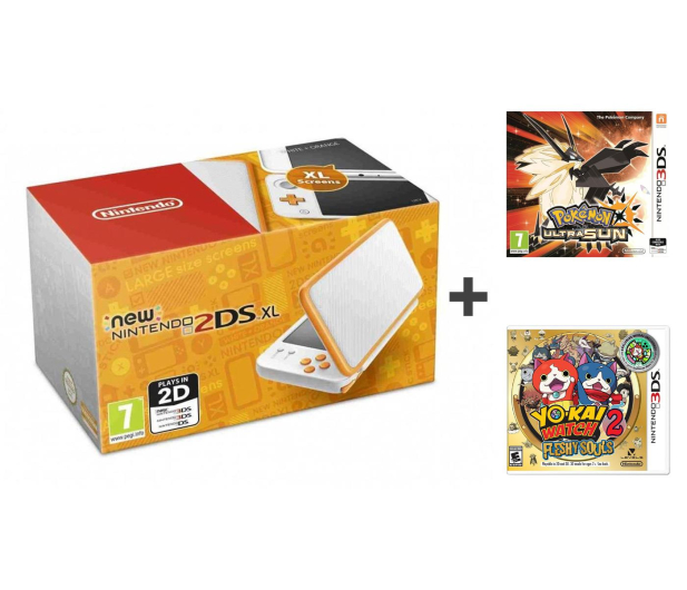 Nintendo New N2DS XL White&Orange + Pokemon US + YW2 - 448513 - zdjęcie