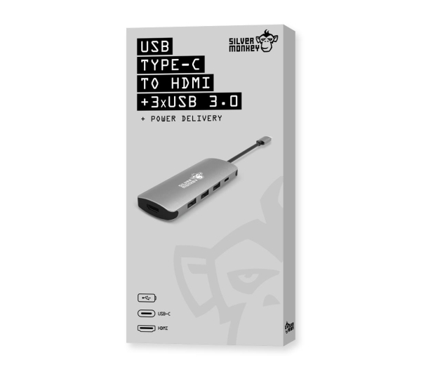 Silver Monkey Adapter USB-C - HDMI, 3x USB, USB-C (zasilanie PD) - 461267 - zdjęcie 3