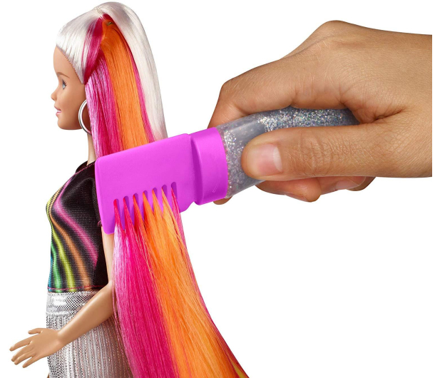 Barbie Błyszczące tęczowe włosy Lalka - 471309 - zdjęcie 2