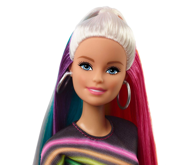 Barbie Błyszczące tęczowe włosy Lalka - 471309 - zdjęcie 5
