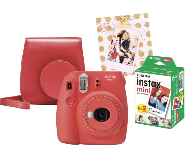Fujifilm Instax Mini 9 czerwony wkład 2x10+Etui+Ramka - 529250 - zdjęcie