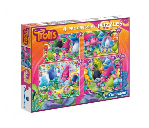 Clementoni Puzzle Disney 20+60+100+180 el. Trolls - 478614 - zdjęcie