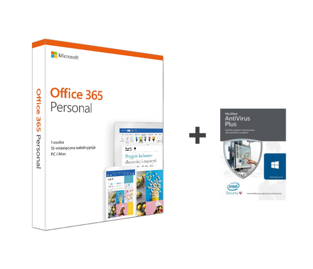 Microsoft Office 365 Personal + McAfee AntiVirus - 329090 - zdjęcie