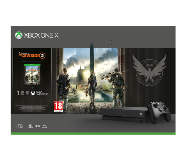 Microsoft Xbox One X 1TB + The Division 2 + Game Pass 3M Konsole