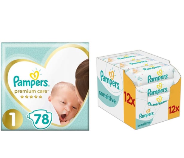 Pampers Premium Care 1 Newborn 78szt +Chusteczki 672szt - 498846 - zdjęcie
