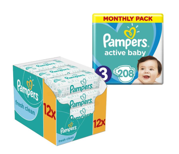 Pampers Active Baby Dry 3 Midi 6-10kg 208szt + Chusteczki - 499777 - zdjęcie