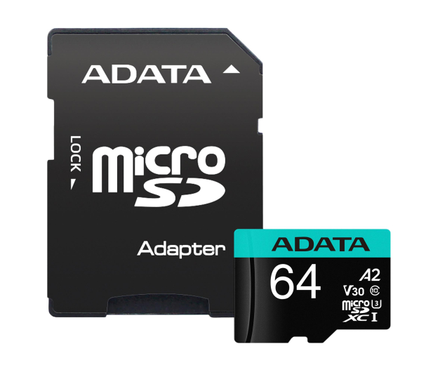 ADATA 64GB microSDXC Premier Pro 100MB/s U3 V30S A2 - 512448 - zdjęcie 2