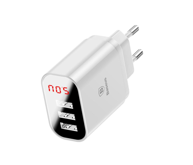 Baseus Ładowarka sieciowa 3x USB, 2.4A (biały) - 509254 - zdjęcie 3