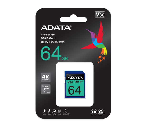 ADATA 64GB SDXC Premier Pro 100MB/s U3 V30S - 512455 - zdjęcie 2