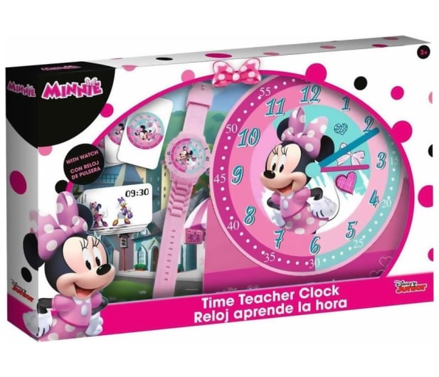 EUROSWAN Zestaw do nauki o czasie z zegarkiem i kartami do gry Minnie - 1011384 - zdjęcie