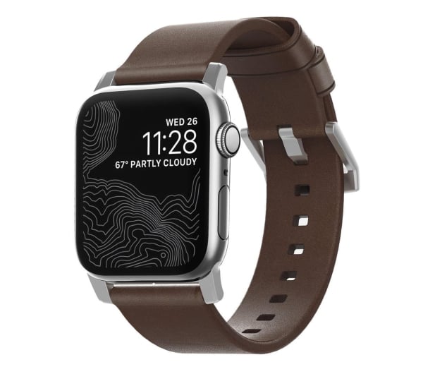 Nomad Pasek Skórzany do Apple Watch brązowo-srebrny - 540750 - zdjęcie
