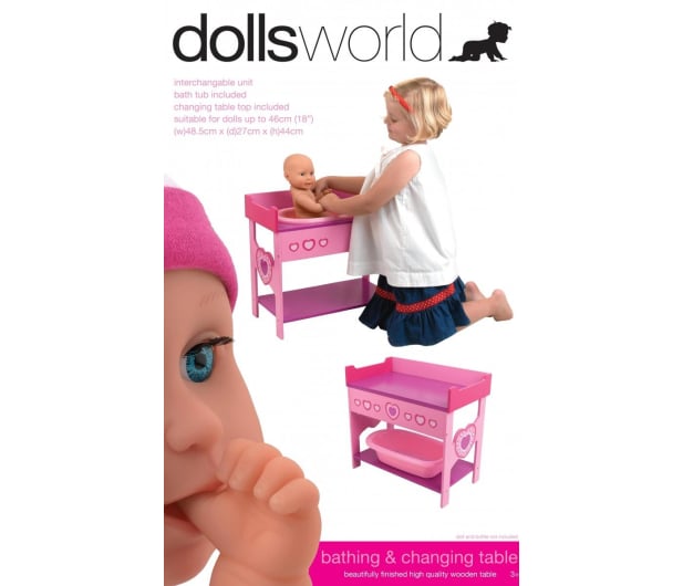 Dolls World Drewniany stolik z wanną dla lalek do 46 cm - 552016 - zdjęcie 3