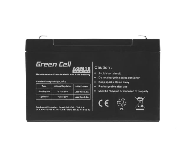 Green Cell Akumulator AGM VRLA  6V 10Ah - 547930 - zdjęcie 4