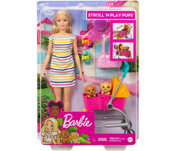 Barbie Spacerówka z pieskami + Lalka Zestaw - 573541 - zdjęcie 5