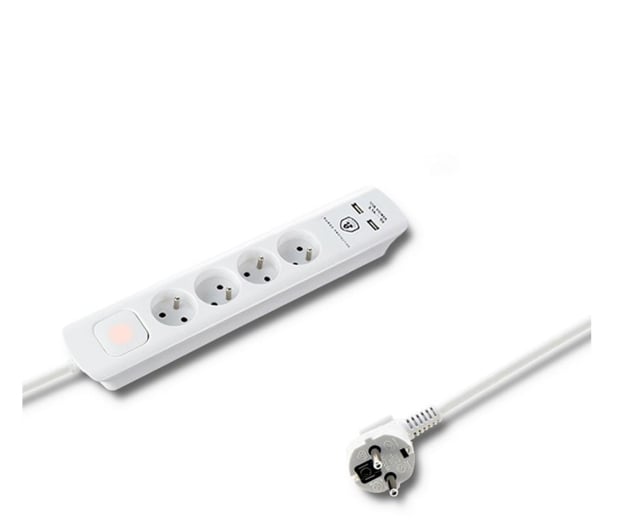 Qoltec Quick Switch - 4 gniazda, 2x USB, 1.4m - 472613 - zdjęcie