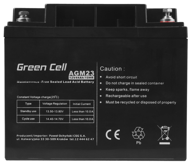 Green Cell Akumulator AGM VRLA  12V 44Ah - 547938 - zdjęcie 5