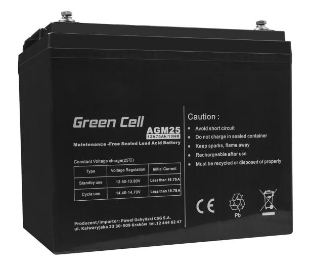 Green Cell Akumulator AGM VRLA  12V 75Ah - 547940 - zdjęcie