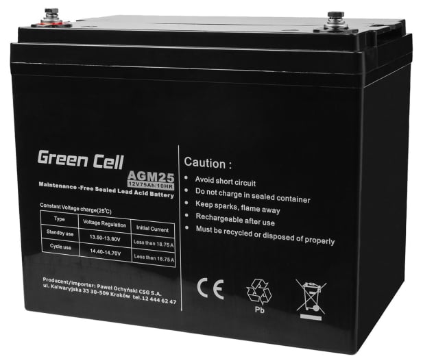 Green Cell Akumulator AGM VRLA  12V 75Ah - 547940 - zdjęcie 3