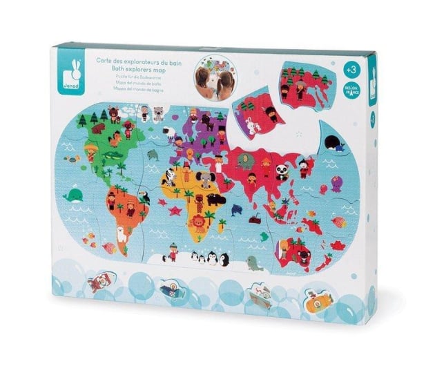 Janod Puzzle do kąpieli Mapa świata 28 elementów 3+ - 1008724 - zdjęcie 2