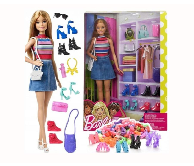 Barbie Lalka + zestaw butów i torebek - 1009147 - zdjęcie 3