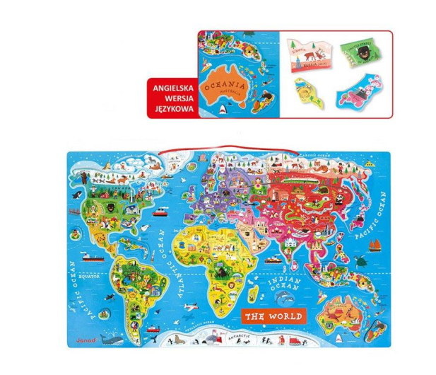 Janod Puzzle magnetyczne Mapa świata - 1008597 - zdjęcie 2