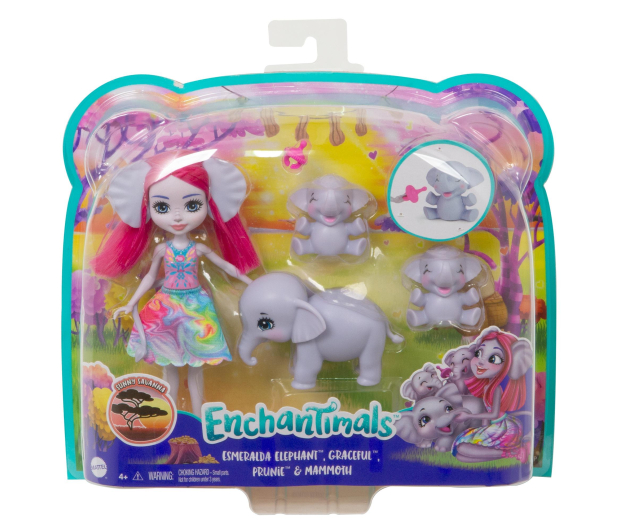Mattel Enchantimals Rodzina Wielopak Słonie Esmeralda - 1014028 - zdjęcie 8