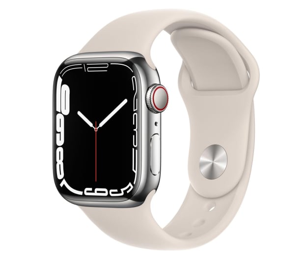 Apple Watch 7 45/Silver Steel/Starlight Sport LTE - 686477 - zdjęcie
