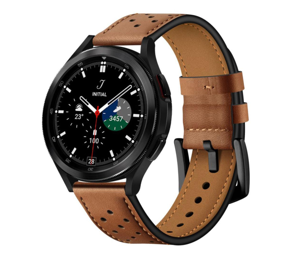 Tech-Protect Pasek Leather do smartwatchy brązowy - 694559 - zdjęcie