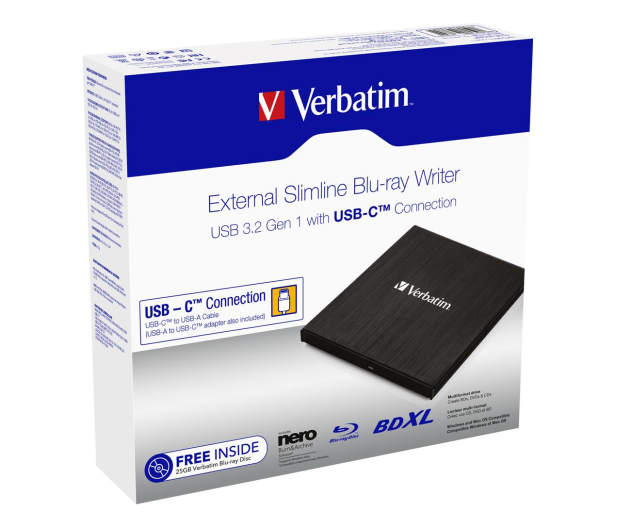 Verbatim External Slimline BLU-RAY X4 USB-C 3.1 - 631464 - zdjęcie 3