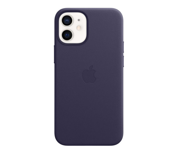 Apple Skórzane etui iPhone 12 mini ciemny fiolet - 648982 - zdjęcie