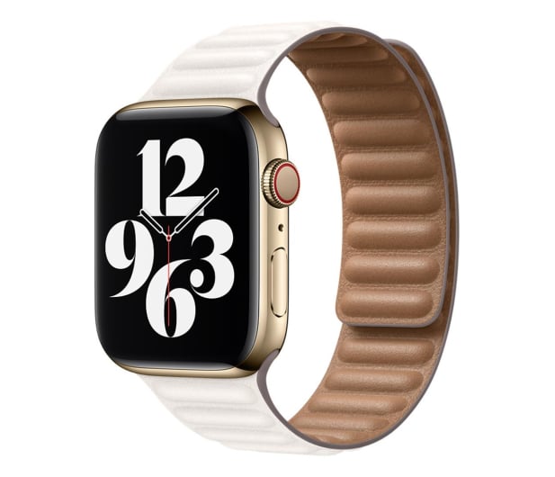 Apple Pasek z karbowanej skóry Apple Watch kredowy - 648841 - zdjęcie