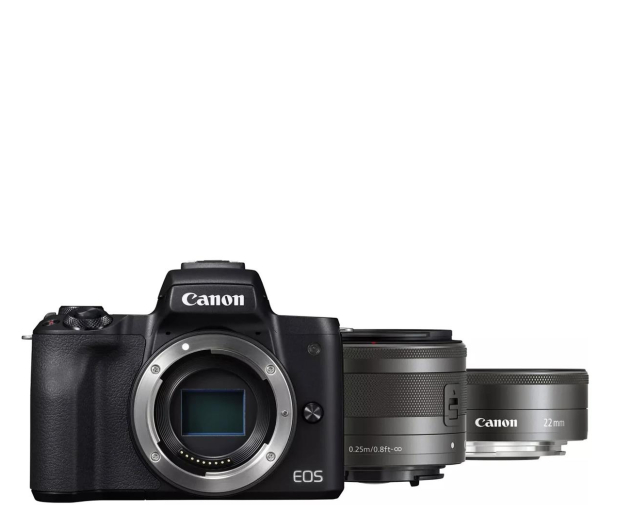 Canon EOS M50 czarny + EF-M 15-45mm f/3.5-6.3 IS STM+ EF-M  22mm - 646537 - zdjęcie