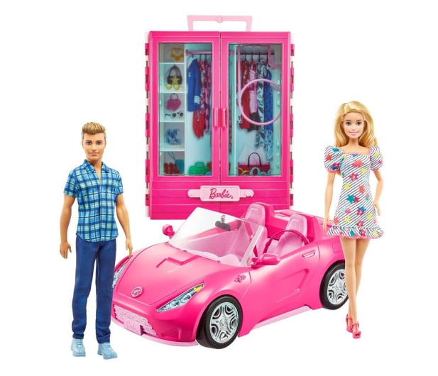 Barbie Zestaw Szafa + Kabriolet + Lalka Barbie i Ken - 1015543 - zdjęcie