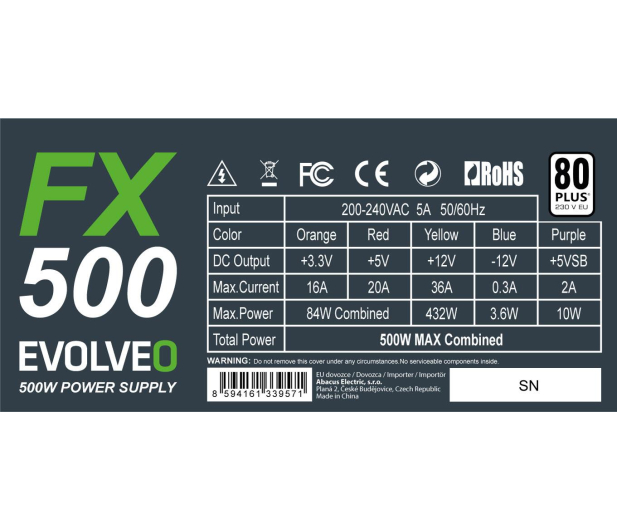 Evolveo FX500 500W 80 Plus - 668605 - zdjęcie 3