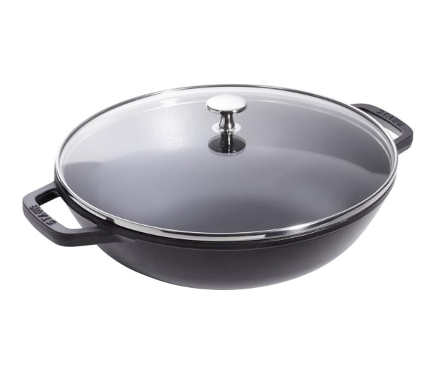 Staub wok żeliwny z pokrywką 30 cm, czarny - 1023614 - zdjęcie