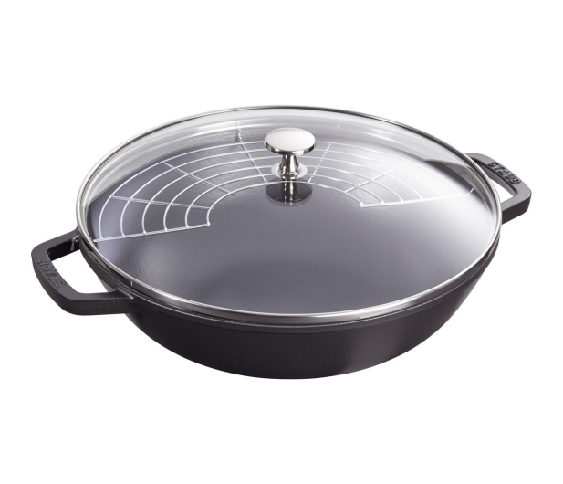Staub wok żeliwny z pokrywką 30 cm, czarny - 1023614 - zdjęcie 2