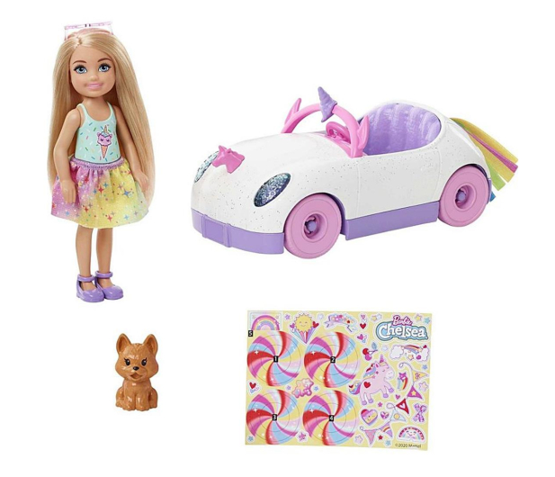 Barbie Chelsea Tęczowy Zestaw autko + lalka - 1023214 - zdjęcie