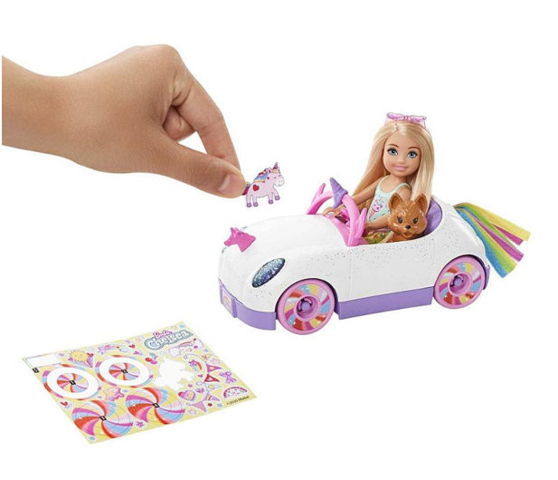 Barbie Chelsea Tęczowy Zestaw autko + lalka - 1023214 - zdjęcie 2