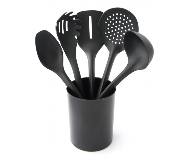Practic HANDY Komplet 5 narzędzi kuchennych + pojemnik 15 cm czarny - 1081998 - zdjęcie