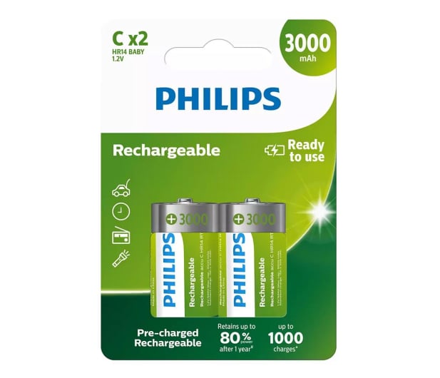 Philips Akumulatory C R14 3000mah, 2 sztuki - 1078465 - zdjęcie