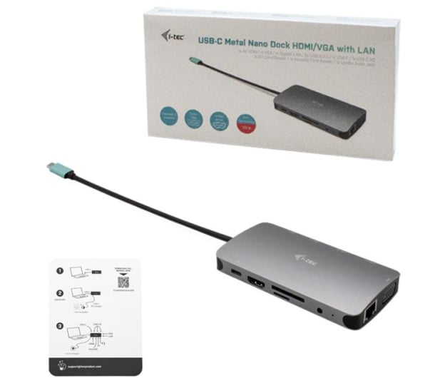 i-tec USB-C Metal Nano Travel Dock HDMI LAN SD PD100W Charger 112W - 1070138 - zdjęcie 5